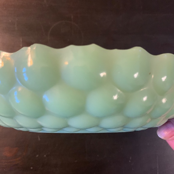 Vintage Fire King Jadeite Bubble Bowl Anchor Hocking green milk glass (chip) - Picture 5 of 8